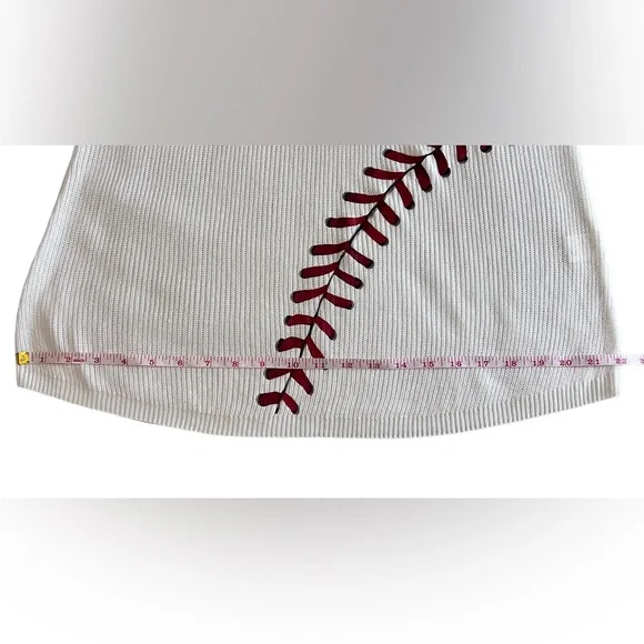 Baseball Printed White Knit Tank - Picture 6 of 10